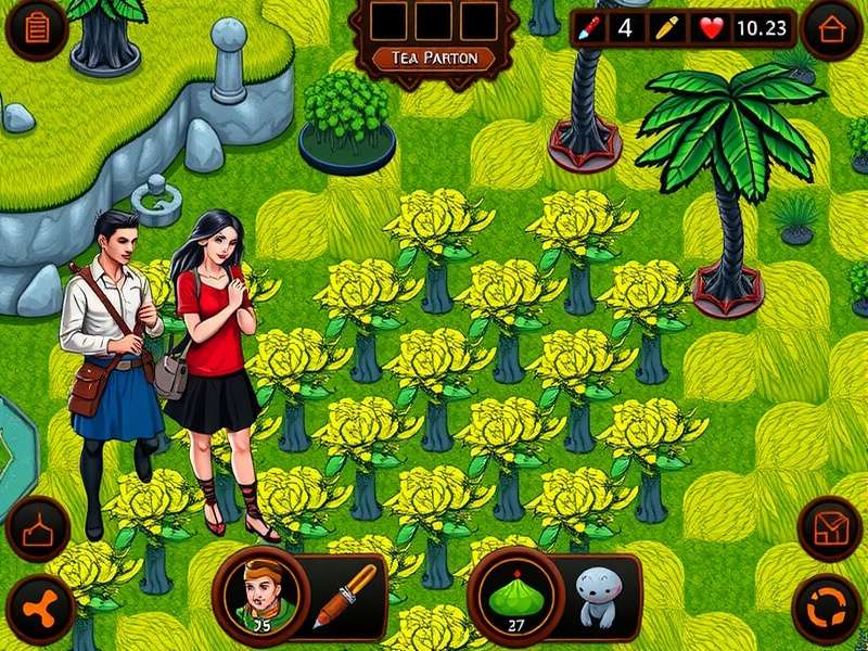 Chai Expedition gameplay screenshot showing tea plantation
